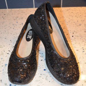 RUCO LINE “Daisy” Black Sequin Shoes Sz 39/9